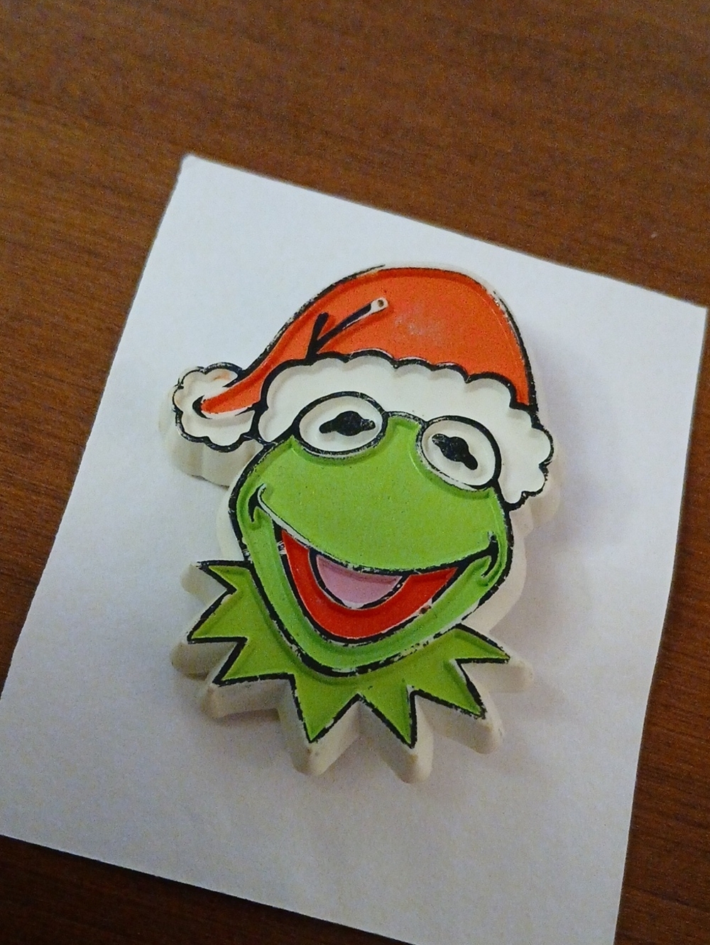 Vintage 2" Kermit the Frog Holiday Pin - Green and Red Kids Christmas